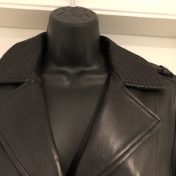 Classiques Entier Lined Leather Jacket w Gold Zipper Detail Black Size S NWOT - Picture 3 of 6